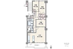 摂津スカイハイツ 3LDKの間取図画像