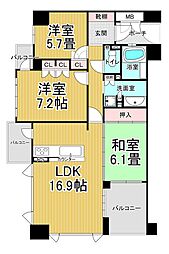 サーパス城西 3LDKの間取図画像