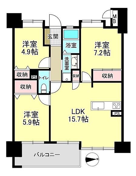 3LDK 間取り