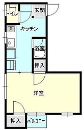 コーポアイリス 1Kの間取図画像