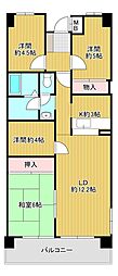 小倉スカイマンション天神島 3SLDKの間取図画像