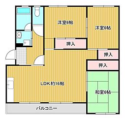 オーエス友田 3LDKの間取図画像