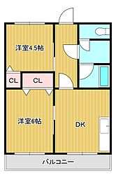 日明コータース 2DKの間取図画像
