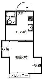 コスモハイツ 2階1DKの間取り