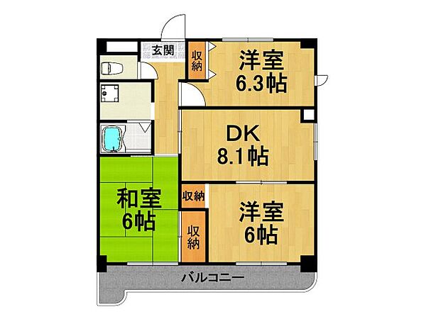 アーバンハイム武田 ｜兵庫県伊丹市鴻池3丁目(賃貸マンション3DK・3階・60.12㎡)の写真 その2