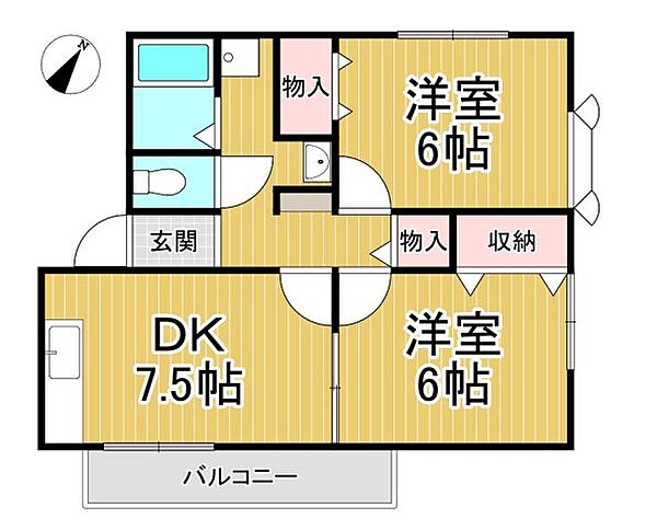 ヴィラクレール ｜兵庫県伊丹市桜ケ丘7丁目(賃貸アパート2DK・1階・48.56㎡)の写真 その2