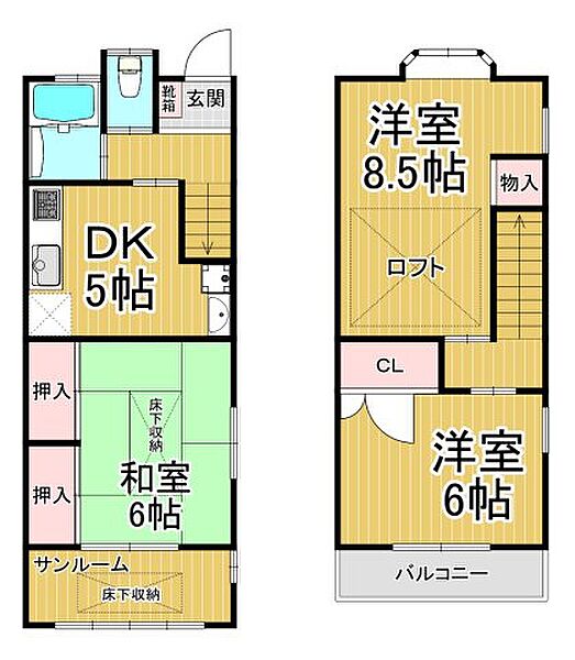 伊丹市春日丘2丁目　戸建 ｜兵庫県伊丹市春日丘2丁目(賃貸一戸建3DK・1階・65.40㎡)の写真 その2