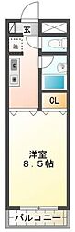 仲町台新星マンション 1Kの間取図画像