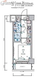 リヴシティ横濱石川町 7階1Kの間取り