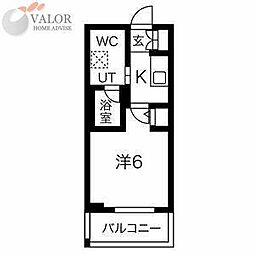 スパシエガーデン川崎梶ヶ谷 3階1Kの間取り