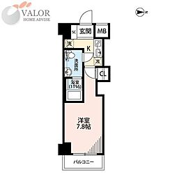 プレール・ドゥーク川崎大師 4階1Kの間取り