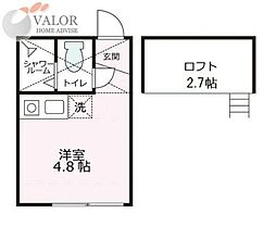メゾンパル鶴見市場 2階ワンルームの間取り