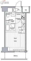 プレミアムキューブＧ西大井 7階1Kの間取り