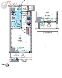 ジェノヴィア横浜鶴見市場スカイガーデン 4階1Kの間取り