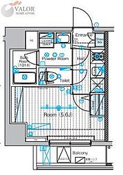 横浜市営地下鉄ブルーライン 伊勢佐木長者町駅 徒歩6分の賃貸マンション 5階1Kの間取り