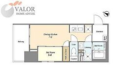 ドゥーエ横濱鶴見 0219 10階1DKの間取り