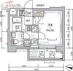 ARCOBALENO YOKOHAMATSURUMI 4階1Kの間取り