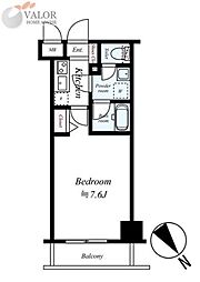 グリフィン横浜反町公園弐番館 7階1Kの間取り