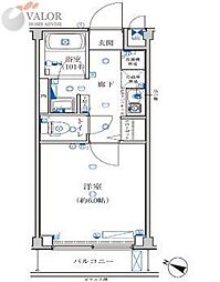 グレイスヒルズ横浜 5階1Kの間取り