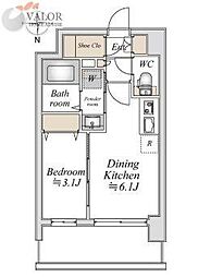 エスティメゾン川崎ウエスト 5階1DKの間取り