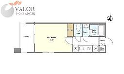 コスモリード羽田 6階1Kの間取り