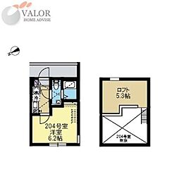 ベルアージュ日吉本町 2階1Kの間取り