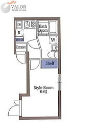 ハレレア横浜反町 1階ワンルームの間取り