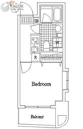 グリフィン横浜・桜木町六番館 2階1Kの間取り