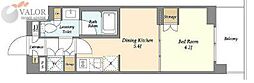 ラティエラ横濱鶴見 1DKの間取図画像
