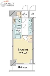 ドゥーエ新横浜 1Kの間取図画像