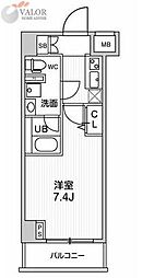 ジェノヴィア阪東橋スカイガーデン 1Kの間取図画像