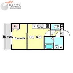 ラグランジュ新川崎 1DKの間取図画像