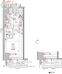 クレイシアIDZ鶴見 1Kの間取図画像