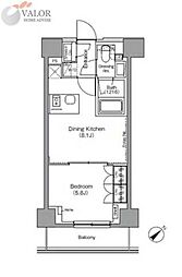 ザ・パークハビオ横浜東神奈川 1DKの間取図画像