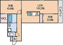 クラシスト墨江 3階2LDKの間取り