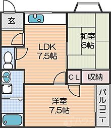 コーポSEI 2LDKの間取図画像