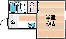 シャンブル玉出 ワンルームの間取図画像