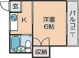 ハイツ清水丘 1Kの間取図画像
