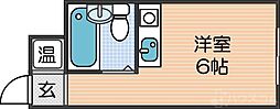 パインリーフ天下茶屋 ワンルームの間取図画像