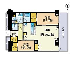 ザ・パークハウス福岡タワーズWEST 2LDKの間取図画像