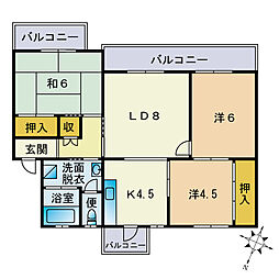 西公園下住宅7 3LDKの間取図画像