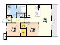 レトワール今川 2LDKの間取図画像