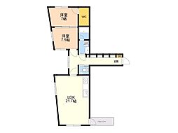 クロノス大濠 2LDKの間取図画像