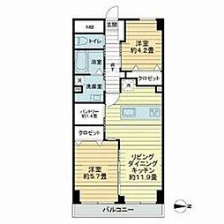 ベルザ西公園 2LDKの間取図画像