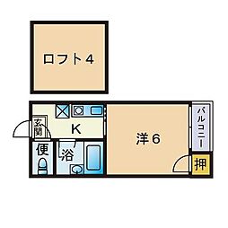 パーレンス六本松 1Kの間取図画像