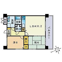 レジデンス西大濠 2LDKの間取図画像