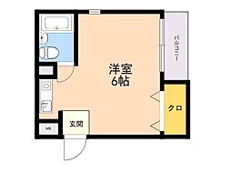 エスポワールマンション大濠公園 ワンルームの間取図画像