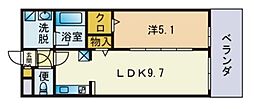 アジリア大濠ウェスト 1LDKの間取図画像