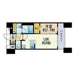 グランフォーレプライム六本松 1LDKの間取図画像