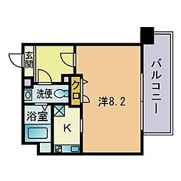 アイ.エム.ディ.ビュードーム 1Kの間取図画像